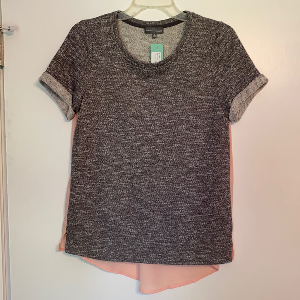 Market & Spruce short sleeve grey/pink shirt- Med